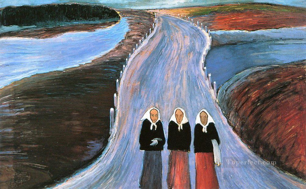 道路上の女性たち マリアンヌ・フォン・ウェレフキン油絵